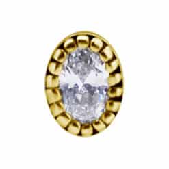 18K REAL GOLD INTERNAL ATTACHMENT SET WITH OVAL PREMIUM ZIRCONIA