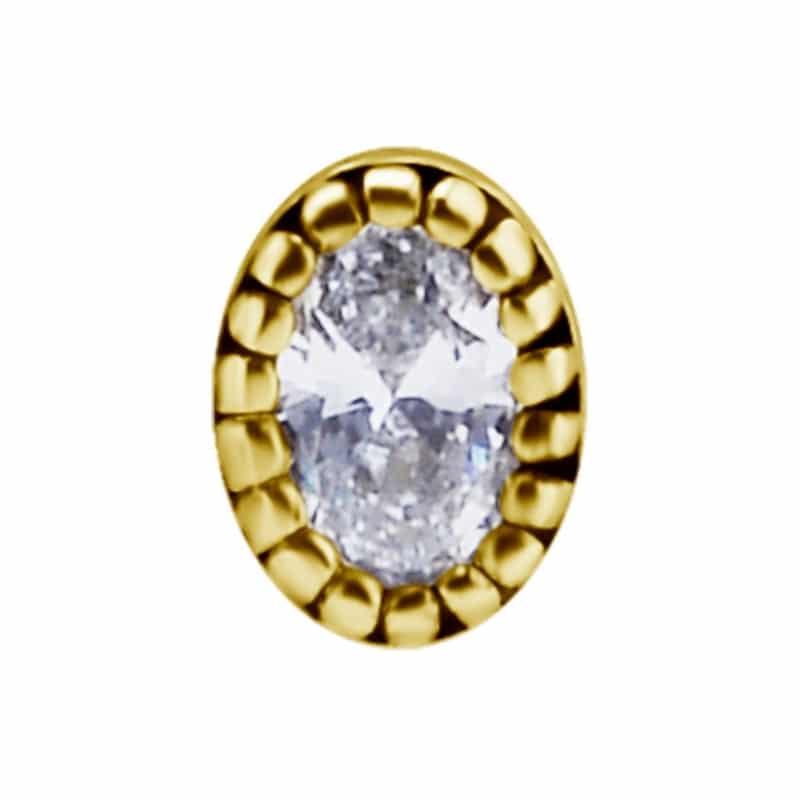 18K REAL GOLD INTERNAL ATTACHMENT SET WITH OVAL PREMIUM ZIRCONIA