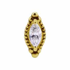 18K REAL GOLD INTERNAL ATTACHMENT SET WITH MARQUISE SHAPE PREMIUM ZIRCONIA