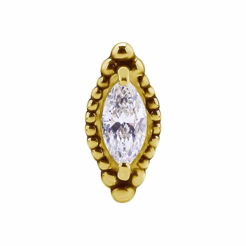 18K REAL GOLD INTERNAL ATTACHMENT SET WITH MARQUISE SHAPE PREMIUM ZIRCONIA