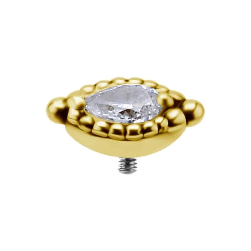 18K REAL GOLD INTERNAL ATTACHMENT SET WITH PEAR SHAPE PREMIUM ZIRCONIA – Bild 2