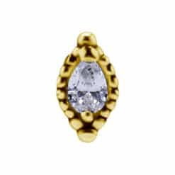 18K REAL GOLD INTERNAL ATTACHMENT SET WITH PEAR SHAPE PREMIUM ZIRCONIA