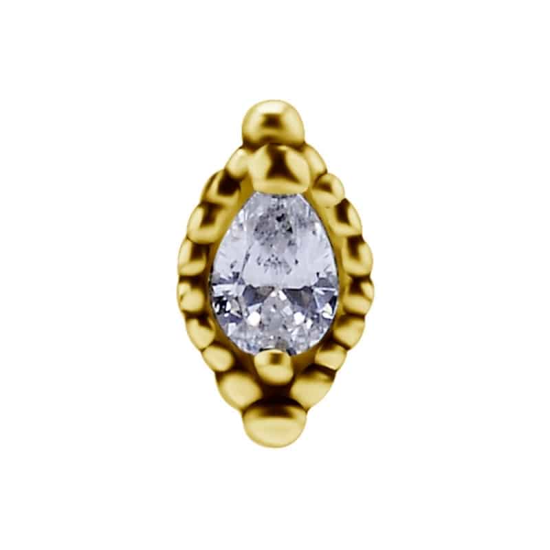 18K REAL GOLD INTERNAL ATTACHMENT SET WITH PEAR SHAPE PREMIUM ZIRCONIA