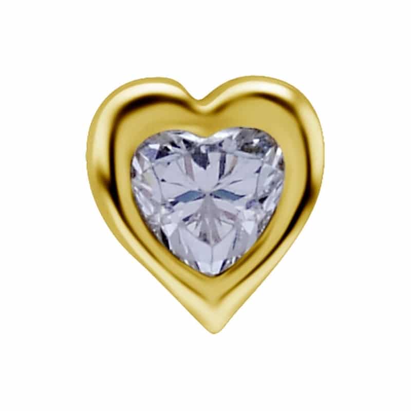 18K REAL GOLD INTERNAL ATTACHMENT SET WITH HEART SHAPE PREMIUM ZIRCONIA
