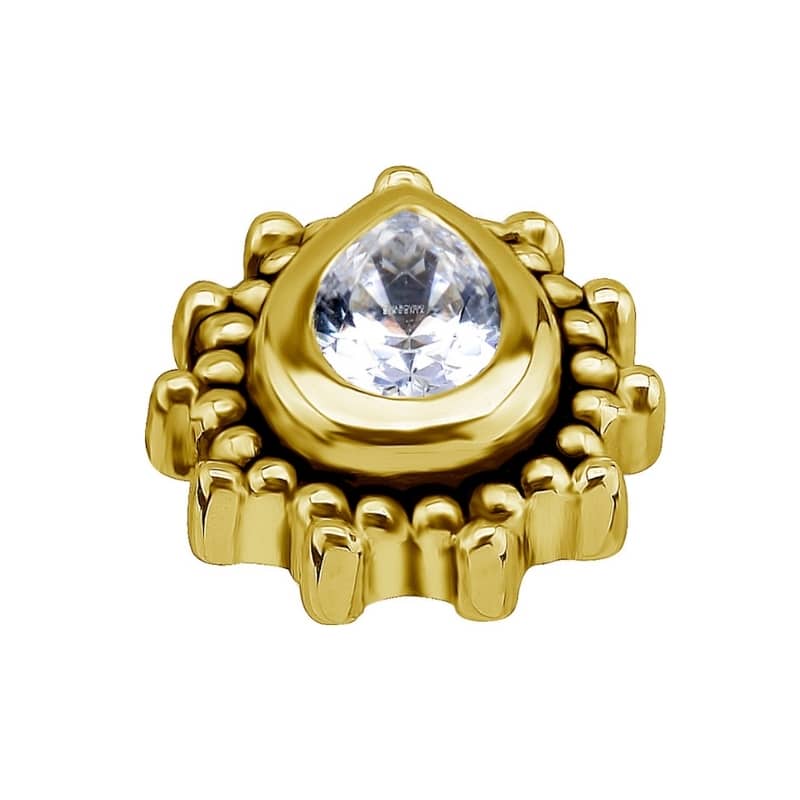 18K REAL GOLD INTERNAL TRIBAL ATTACHMENT SET WITH PEAR SHAPE PREMIUM ZIRCONIA – Bild 2