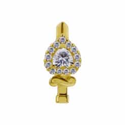 18K REAL GOLD INTERNAL DAGGER ATTACHMENT SET WITH HEART SHAPE PREMIUM ZIRCONIA
