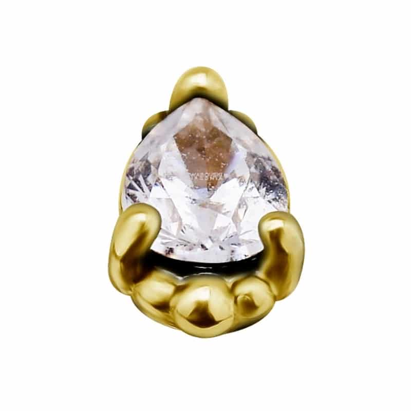 18K REAL GOLD INTERNAL ATTACHMENT SET WITH PEAR SHAPE PREMIUM ZIRCONIA – Bild 2