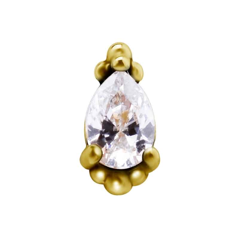 18K REAL GOLD INTERNAL ATTACHMENT SET WITH PEAR SHAPE PREMIUM ZIRCONIA
