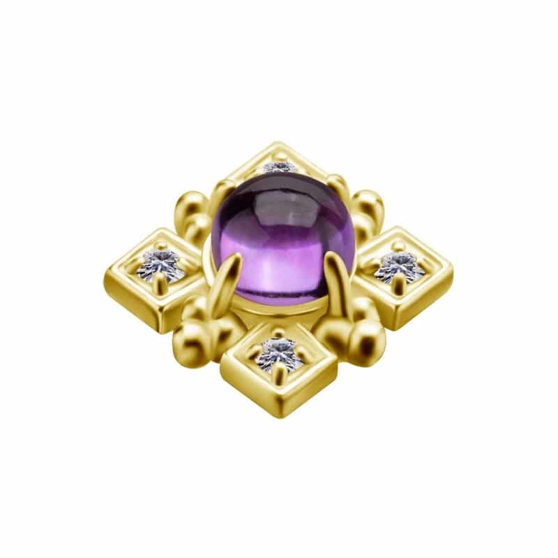 18K REAL GOLD INTERNAL ATTACHMENT SET WITH GENUINE AMETHYST AND PREMIUM ZIRCONIA – Bild 2