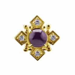 18K REAL GOLD INTERNAL ATTACHMENT SET WITH GENUINE AMETHYST AND PREMIUM ZIRCONIA