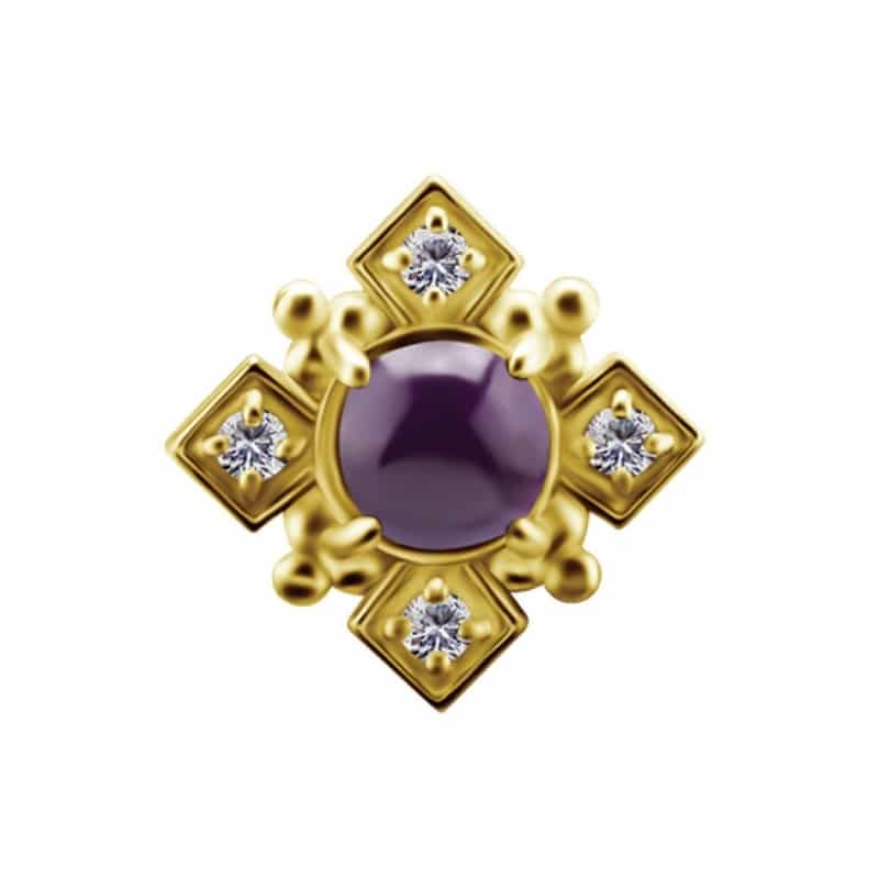 18K REAL GOLD INTERNAL ATTACHMENT SET WITH GENUINE AMETHYST AND PREMIUM ZIRCONIA