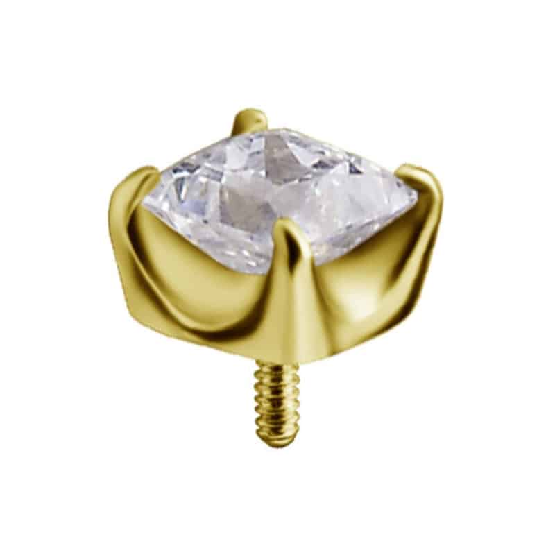18K REAL GOLD INTERNALL ATTACHMENT SET WITH PRINCESS CUT PREMIUM ZIRCONIA – Bild 3