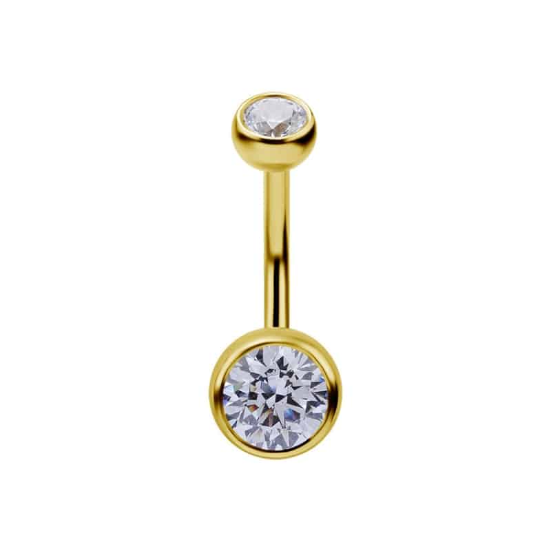 18K REAL GOLD INTERNAL BELLY BANANA SET WITH SWAROVSKI® ZIRCONIA