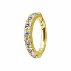 18K REAL GOLD OVAL MICROPAVE ROOK CLICKER SET WITH PREMIUM ZIRCONIA OR LAB CREATED DIAMOND