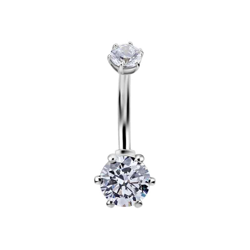 18K REAL GOLD INTERNAL BELLY BANANA SET WITH SWAROVSKI® ZIRCONIA